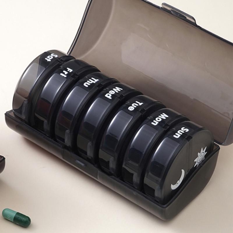 Portable Weekly Pill Box with Morning/Evening Sections - Seven Colors