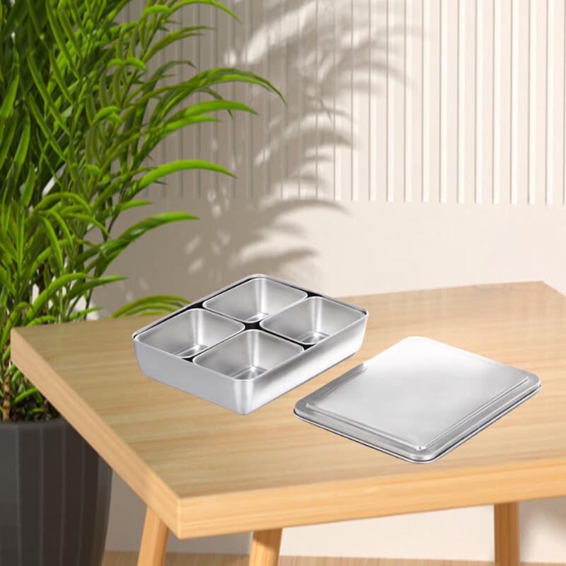 Stainless Steel 4-Compartment Condiment Box