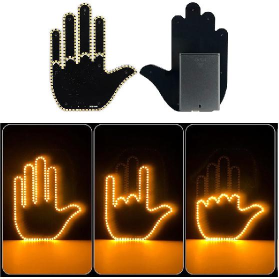 Jackehla Gesture Light Wacky Warning LED Finger Lights For Car Rear Luggage Compartment Funny Multi-Functional Warning Reminder Gifted Car Madam
