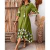 Patchwork Dress European and American 2025 Summer New Women Fashion Casual Patchwork Polka Dot Long Shirt Dress