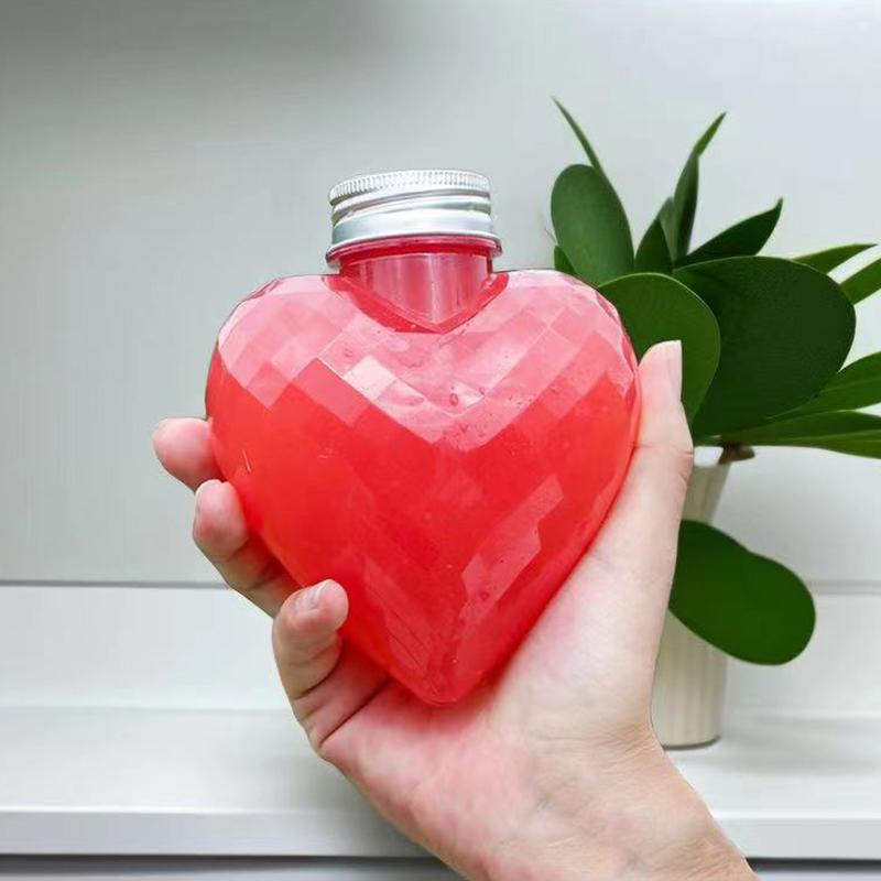 10 ks 300ml plastové lahve ve tvaru srdce pro skladování nápojů, lahve na pitnou vodu, plastová láhev na vodu s víčky