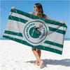 Miami Football Fan Beach Towel, Aqua and Orange Team Color Design Quick-Dry Sand-Free Bath Towel, Unique Gift for Men