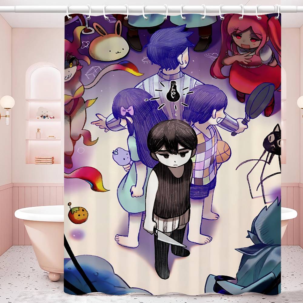 Classic Hot Horror Video Game Omori Shower Curtain, Bathroom Decorative Shower Curtain, Waterproof Shower Curtain With Hooks