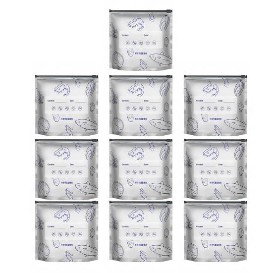 Aluminiumfolie Verschließbare Beutel Auslaufsicher Wiederverwendbar Versiegelte Beutel Stehbeutel Vakuumbeutel mit Reißverschluss und Etikett zur Aufbewahrung von Gemüse, Obst, Fleisch