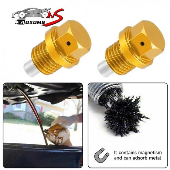 2x Universal M14x1.5 Magnetic Car Engine Oil Drain Plug Screw Nut Bolt Sump Gold