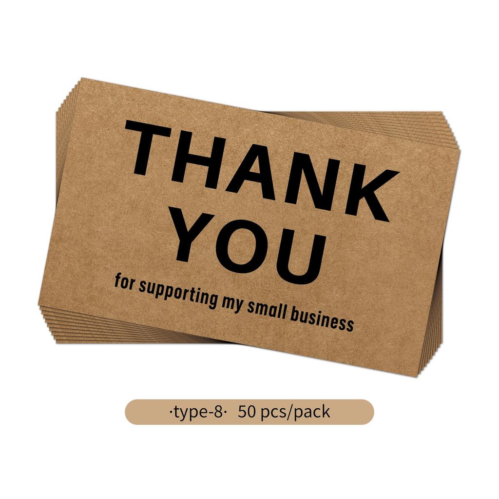 50pcs Kraft Paper Thank You Card for Enterprise Store Business Package Decoration Card Thank You For Your Order Card Wholesale