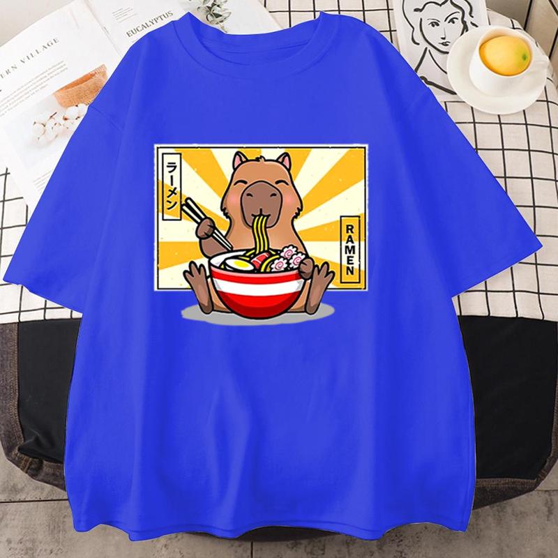 Capybara T-shirts Casual Women Men Clothes Oversized Short Sleeve Tees Summer Japanese Streetwear 90s Animal Graphic T Shirts