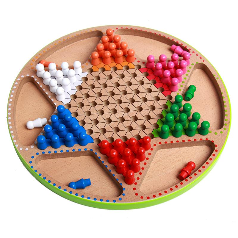 Wooden Educational Toys for Children: Multifunctional Checkers and Ludo Game Board