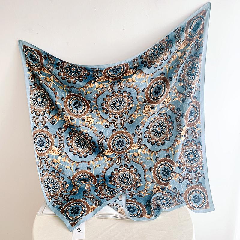 90CM Four Seasons Square Large Square Scarf Luxury Decorative Shirt Professional Headscarf Hairband Sunscreen Headscarf