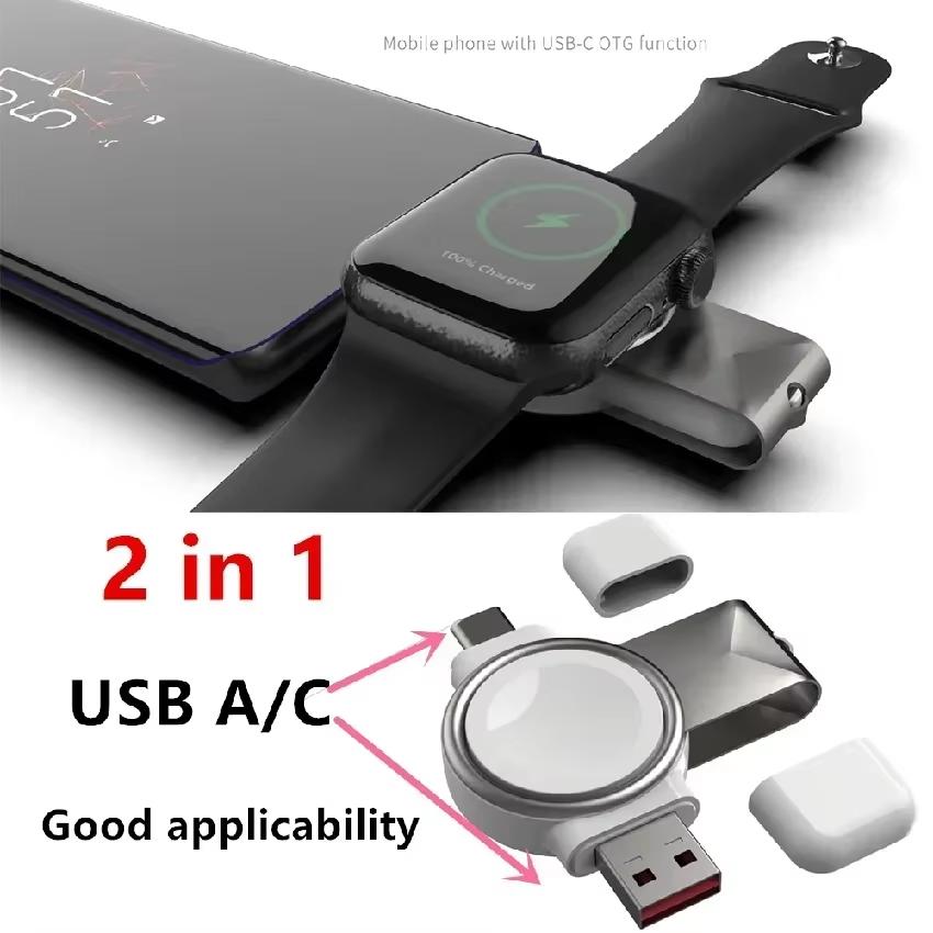 Magnetisches kabelloses Ladegerät Tragbar USB Typ-C Anschluss Uhrenladung für Apple Watch 9 8 7 6 SE 5 4 3 2 Schnellladestation