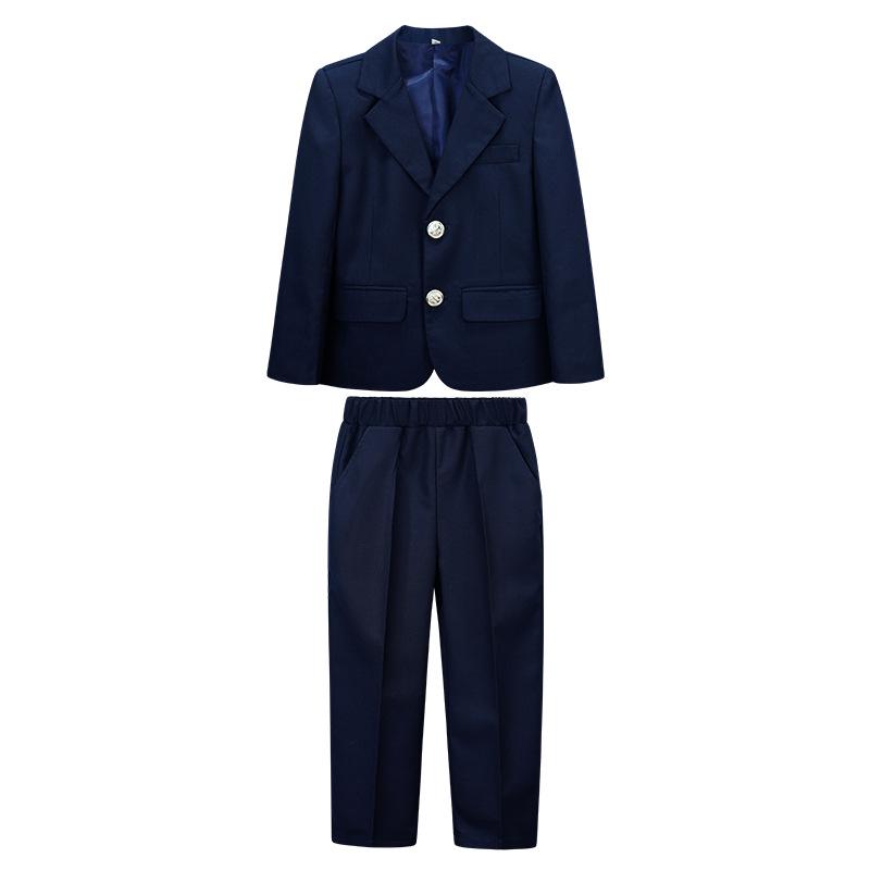 Spring/Summer Kids' British College Style Navy Blue Kindergarten Uniform Set for Performances