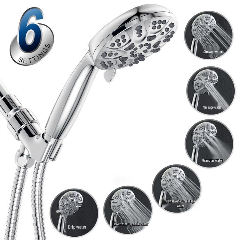MDNG 6-Function Handheld Shower Head with Hose