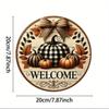 Farmhouse Round Tin Sign Pumpkin Wreath Home Garden Wall Decor