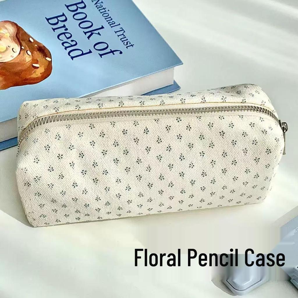 Floral Fresh Pencil Case, INS Style, High Aesthetic Value, Large Capacity, Girlish Design, Single-Layer Stationery Storage Bag for Students.