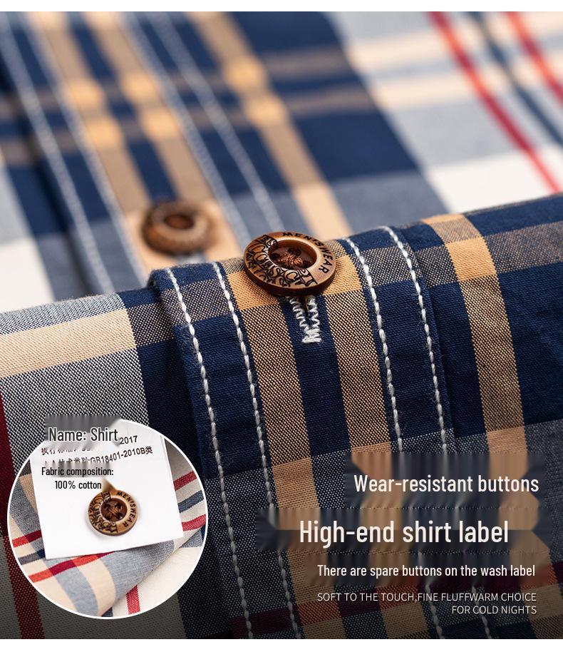 Men's Carbon Brushed Long-Sleeve Plaid Cotton Shirt