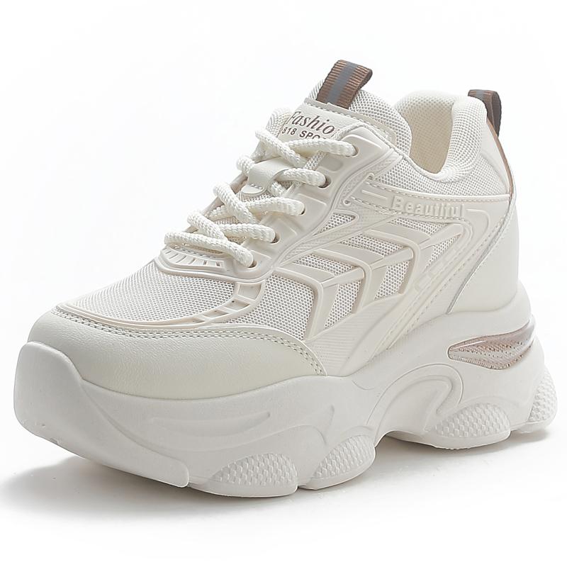 

Fashion New Soft Sole Comfortable Versatile Sports Outdoor Shoes 2025 Woman Spring Black Fashion Round Toe Platform Casual Sneakers 35 бежевый