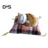 Simulation Cat Doll Plush Toy Mini Realistic Sleeping Kittens on Mat Figurine Stuffed Animal Toy with Cushion for Home Office Room Desktop Decor