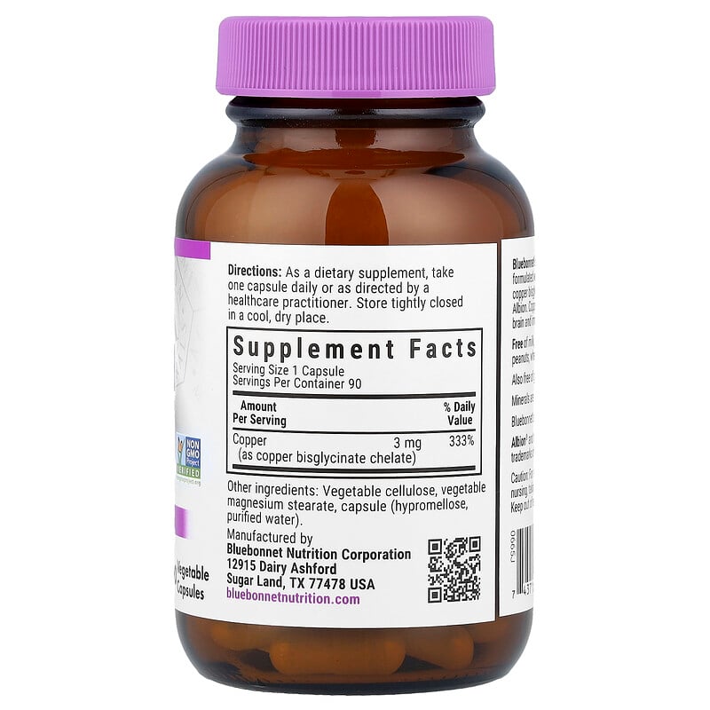 Chelated Copper, 3 Mg , 90 Vegetable Capsules
