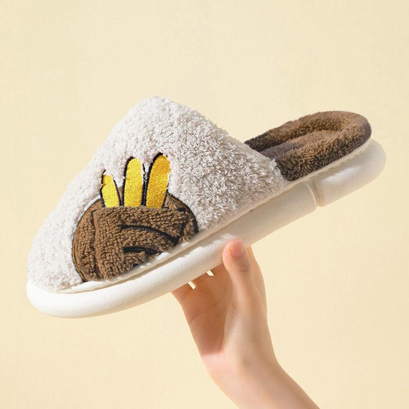 Cotton slippers women's winter home household indoor warm and fleece cold-proof thick-soled hair slippers men
