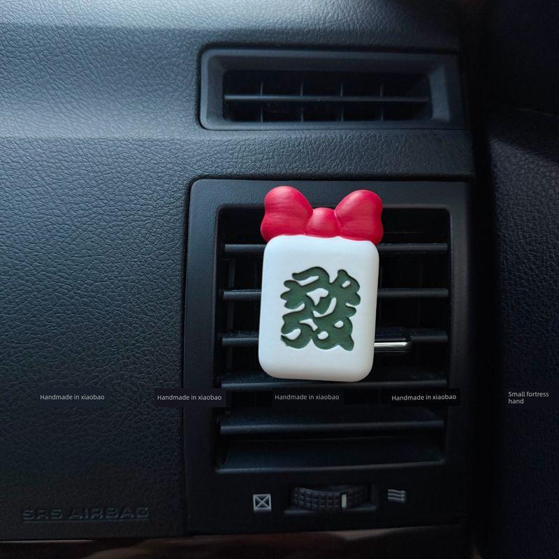 

Fortune Bowknot Mahjong Car Air Freshener Car Air Conditioning Vent Diffuser Stone Decoration Car Interior Ornament for Women Red Bow Mahjong Hair Tie