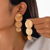 INS Folded Water Drop Pendant Earrings Irregular Geometric Hammered Surface Earring Set