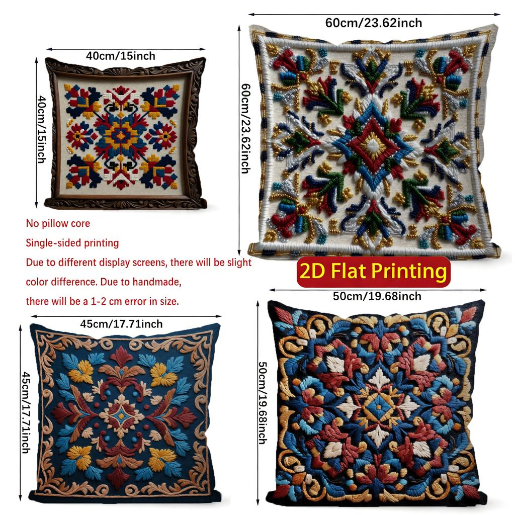 2D Exquisite Ornate Pattern Decorative Cushion Covers Pattern Cushion Cover Suitable For Sofa Bedroom Car Pillow Cover