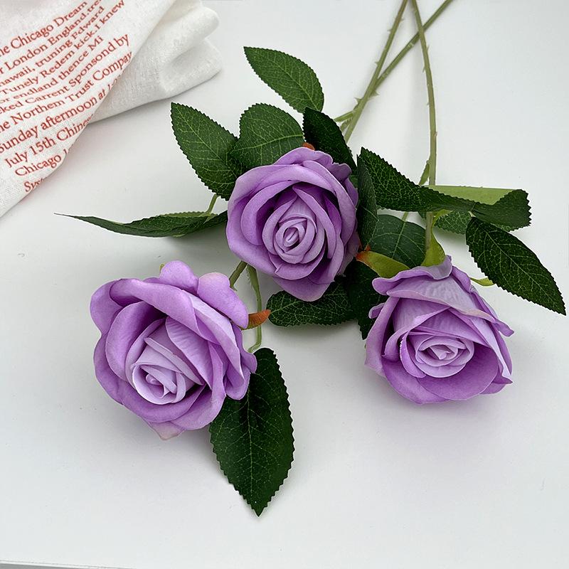 3/5Pcs Rose Branch Velvet Simulation Flower Valentine'S Day Wedding Decoration Hotel Torium Outdoor Garden Fake Flower