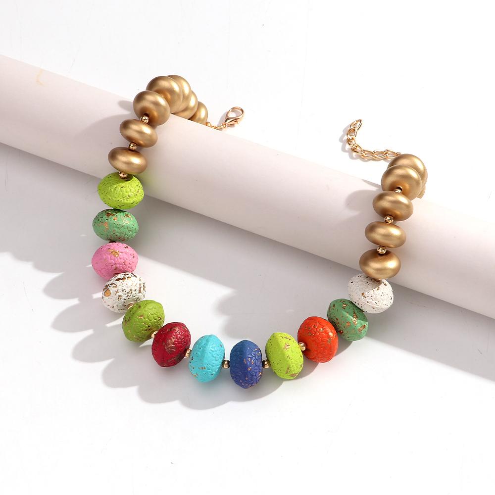 Boho Resin Irregular Geometric Beads Choker Necklace for Women New Trendy Colorful Acrylic Necklaces Beach Party Jewelry Gift
