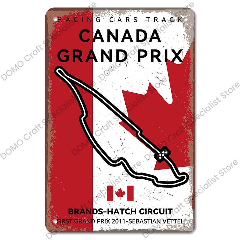 Afiș pentru circuitul de curse F1 Semne de tablă vintage din metal Monaco Spania SUA Garaj Placă metalică retro Garage Bar Pub Club Decor de perete de acasă