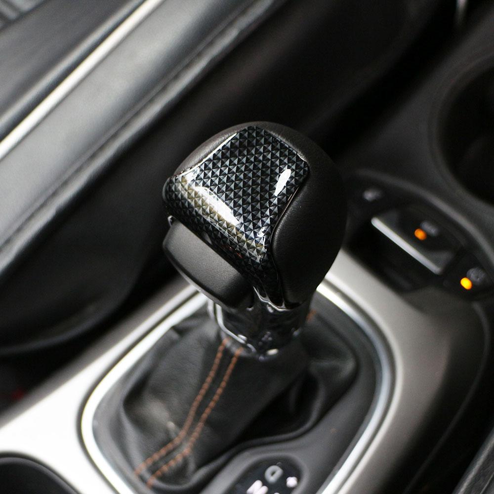 AT Car Gear Head Shift Knob Cover Sequins Trim for Jeep Compass 2017 - 2020 Renegade 2015-2022 Car Shift Knob Cover Sticker