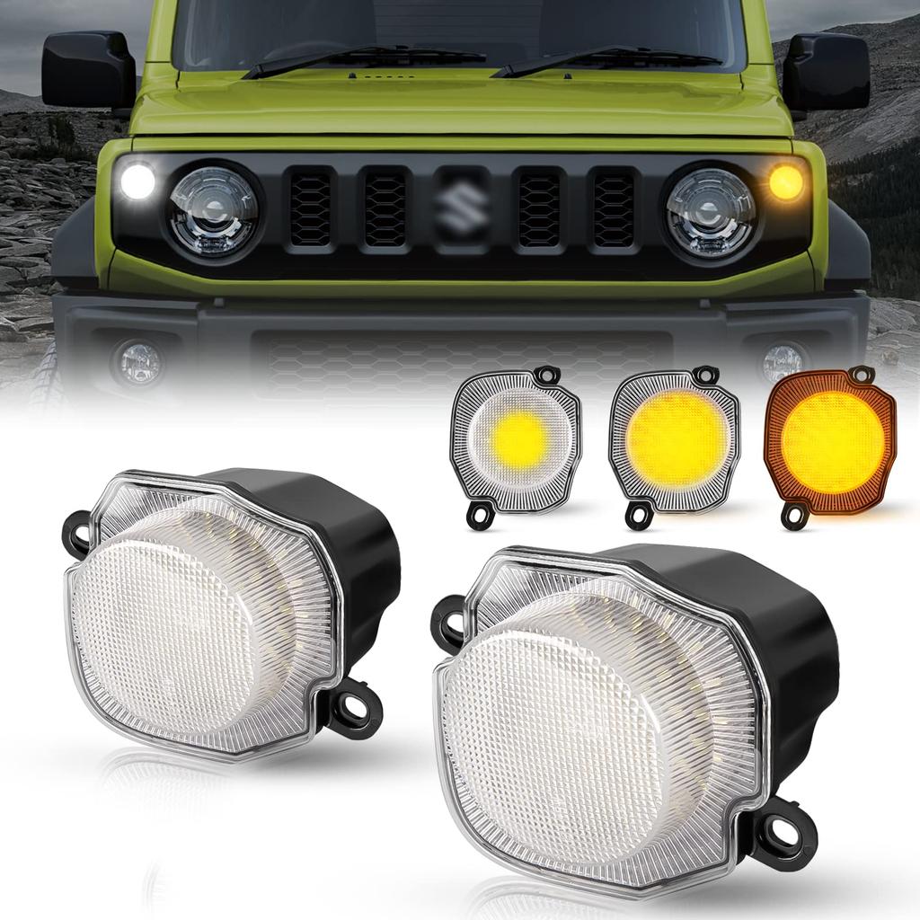 POPMOTORZ Front LED Turn Signal & DRL Combo for Suzuki Jimny JB64/JB74 (Clear Lens, Pair, with Resistors)
