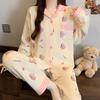 Air cotton pajamas women's autumn and winter long sleeves thickened interlayer warm stars cat student loungewear real shot