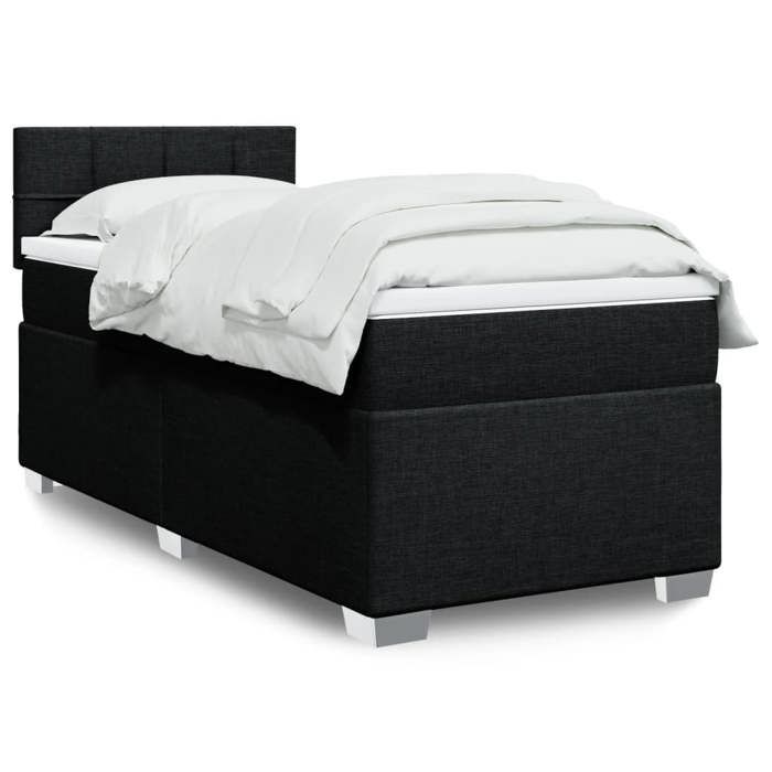 VidaXL Sommier à lattes de lit et matelas Noir 80x200 cm Tissu 3288017