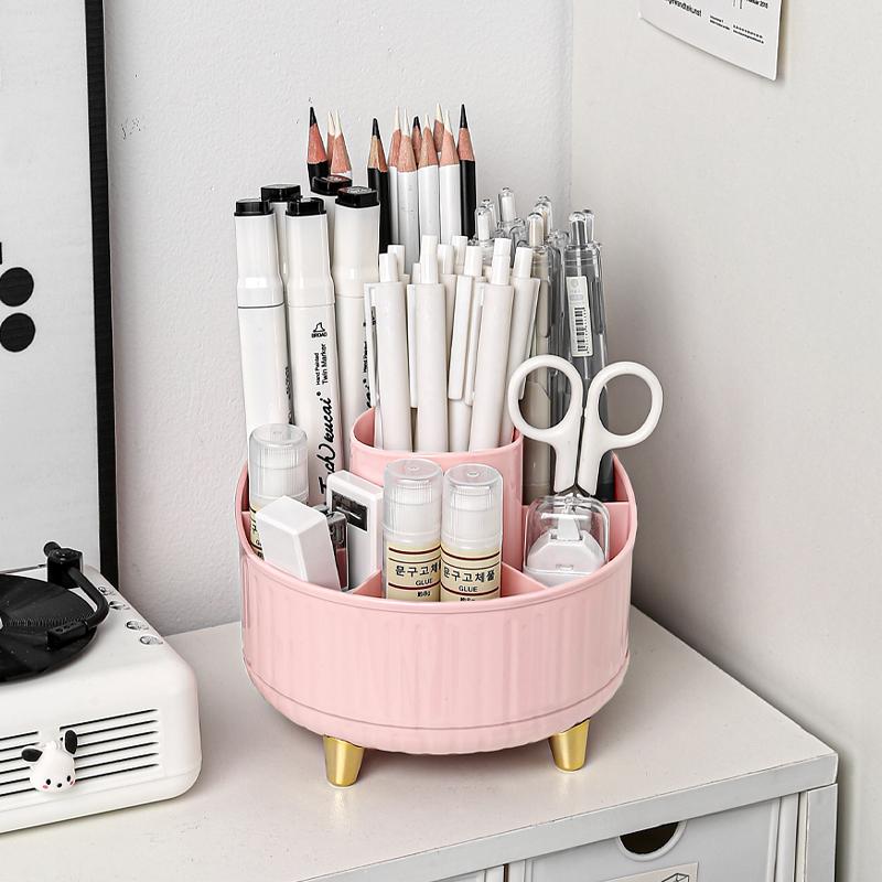 Desktop Rotating Makeup Brush Storage Box, Cosmetics Rack, Desktop Vanity, Eyeshadow Brush, Lipstick Box, Pen Holder