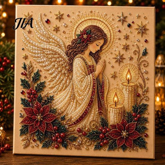 Creative Hobby Kits Christmas Faux Pearl Art Kit, Tree Wreath Painting DIY Kids Holiday Gifts Sparkling Diamond Craft Kit for Adults, Wall Decor Gem