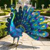 Metal Peacock Statue Weather-Resistant Avian Garden Sculpture