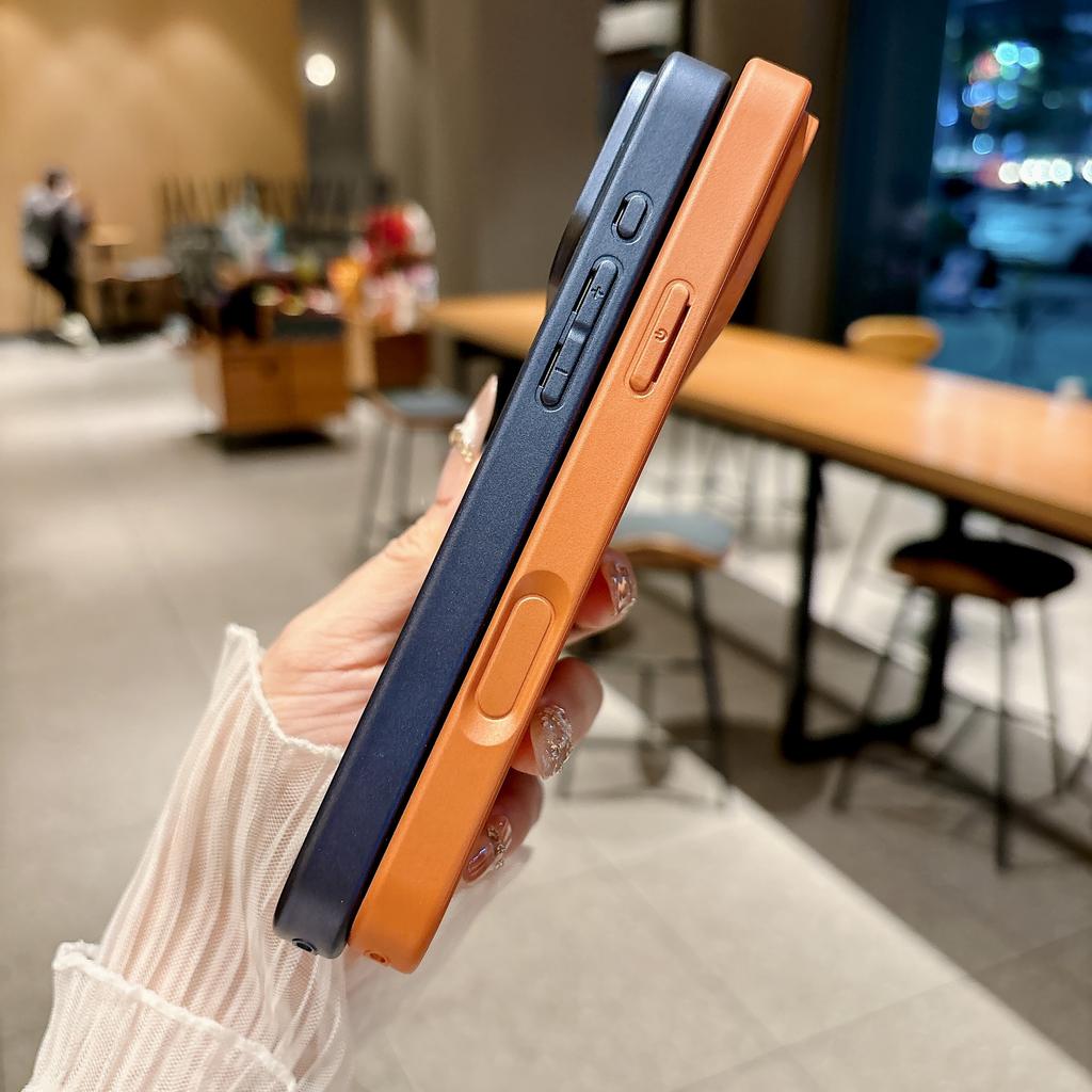 ForMagsafe Litchi Texture Leather Magnetic Case For iPhone 17 Air 16 15 14 13 Pro Max Frosted Large Window Shockproof Cover