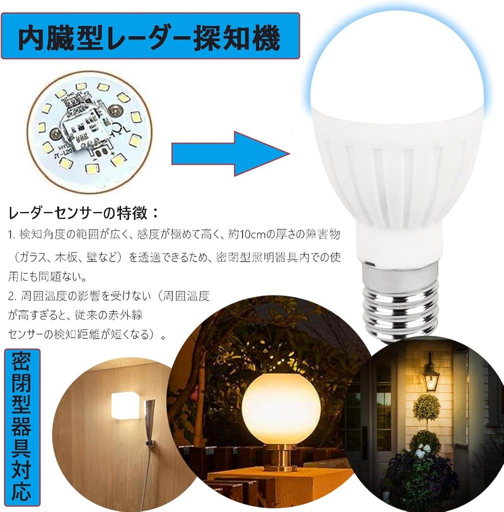 GOHDLAMP Motion Sensor LED Bulb E17, Motion Detection + Brightness Control, 60W Equivalent, Prevents Forgetting to Turn It Off, Suitable for Stairs,