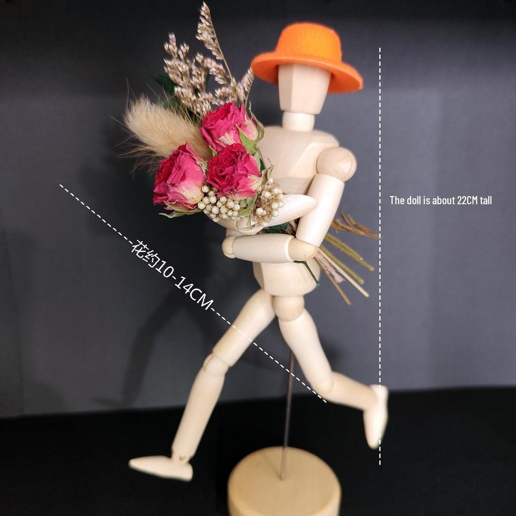 Jointed Wooden Puppet Doll: Handcrafted Human Body Ornament & Decompression Gadget.