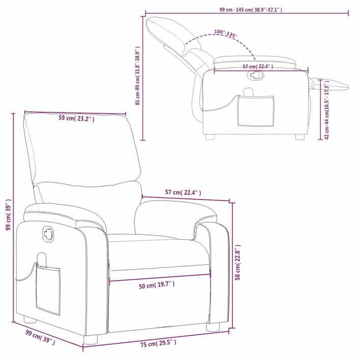 VidaXL Fauteuil de massage inclinable Marron Similicuir 373443