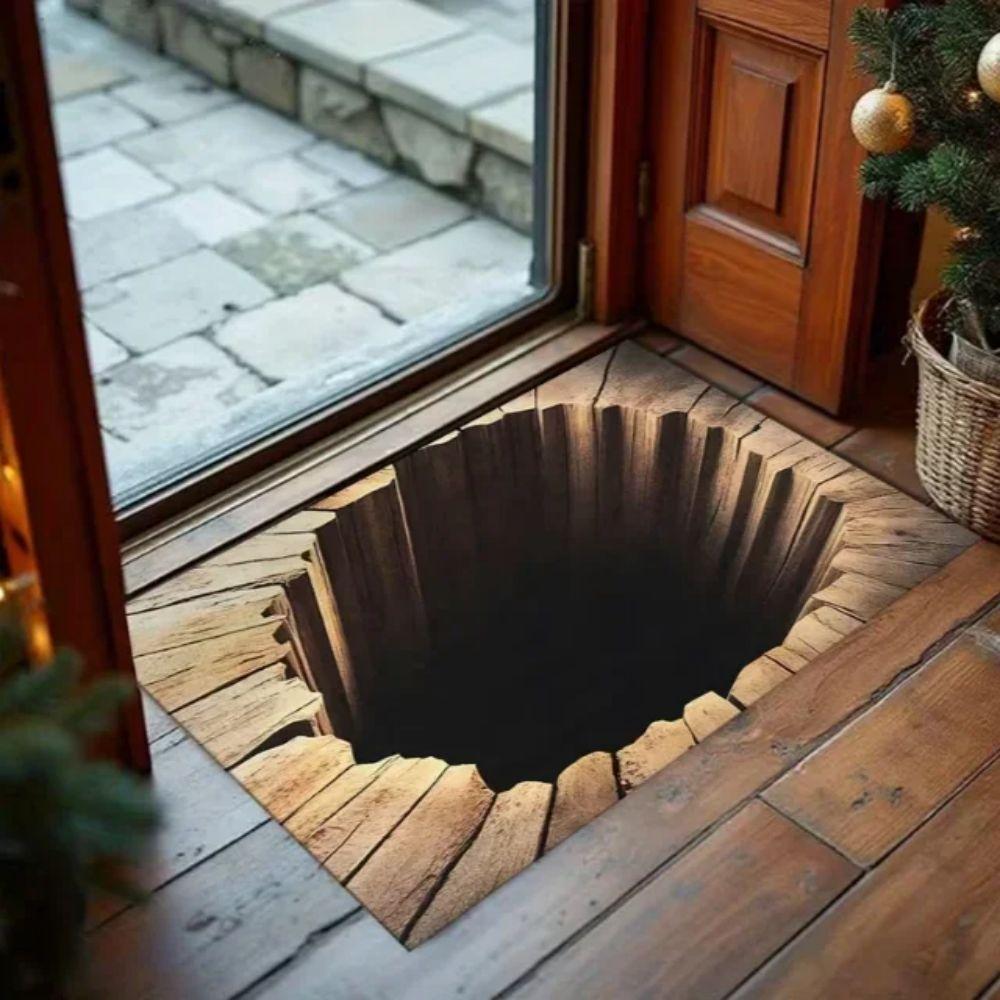 

2D Visual Illusion Door Mat Realistic Broken Wood Grain Anti Slip Floor Mat Suitable for Indoor and Outdoor Car Home Decoration 40x60cm