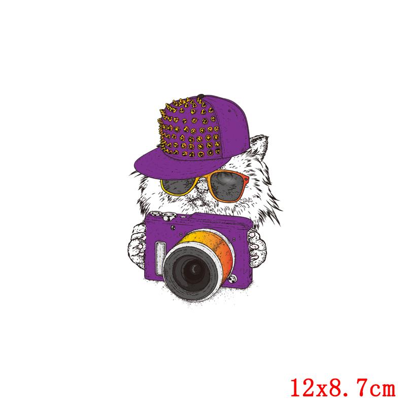 Cartoon Animal Applique Iron On Transfer Funny Pumpkin Heat Transfer Patch For Clothes Hippie Cat Thermal Stickers On Clothes