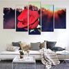 Modern Home Decor Poster Modular Wall Art Canvas Painting 5 Pieces HD Printed Sunset Red Rose Flowers Pictures No Frame
