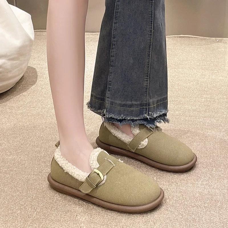 Shoes For Women Tabi Round Toe Flat Womens Snow Boots Loafers Black Elegant And Fashion Hot Pu Stylish Offer Lamb Gothic