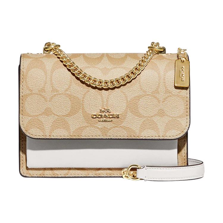 New COACH Klare Cow Leather, Artificial Leather Shoulder Bag, Crossbody Bag Mini Women's Light Khaki & Chalk White C9946-IMDQC