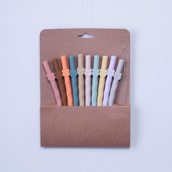 10Pcs Colorful Silicone Straws Reusable Easy To Clean BPA-free Food Grade Dishwasher Safe Straight Straws