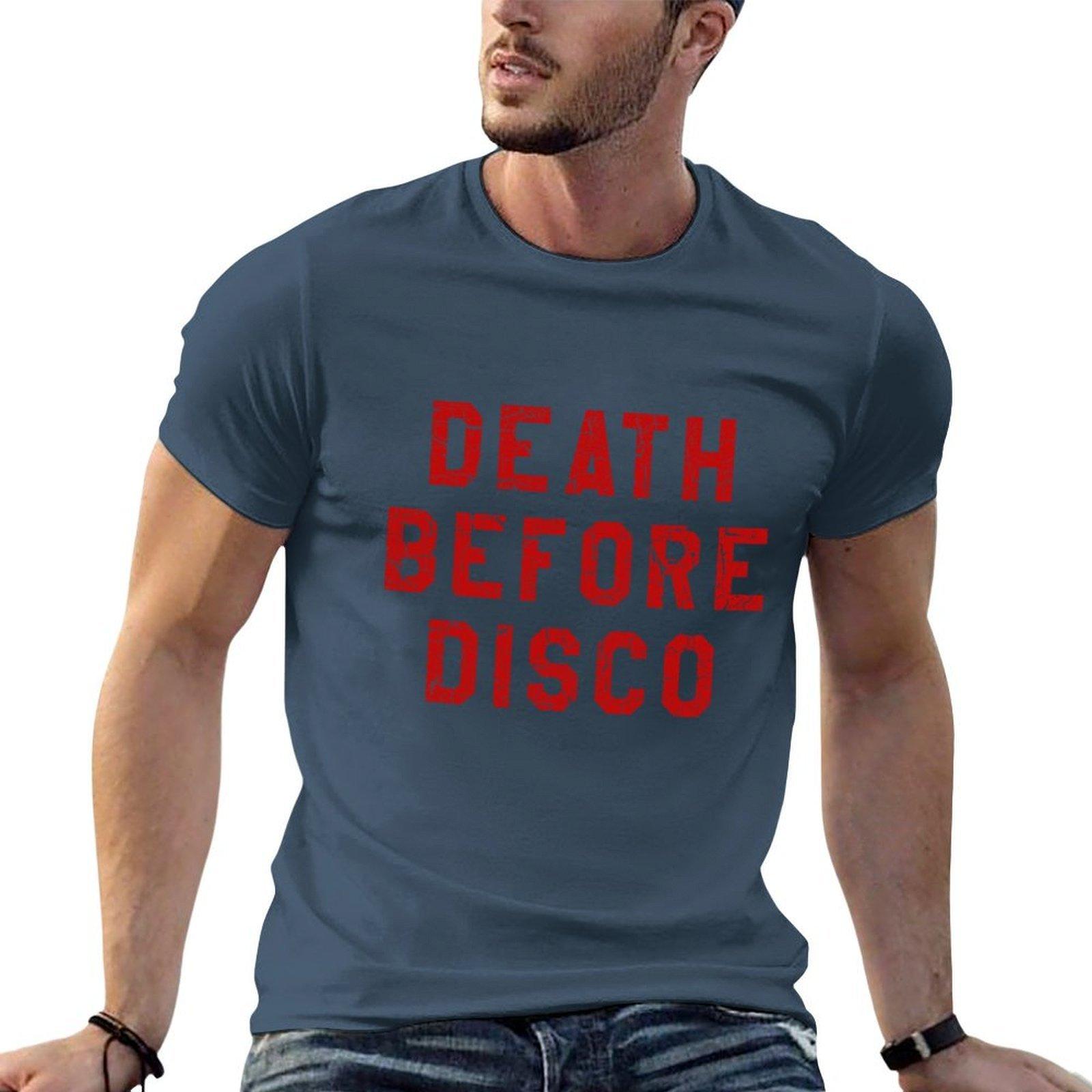 Death Before Disco (Stripes) Tshirt Basic Crew Neck Short Sleeve Top S
