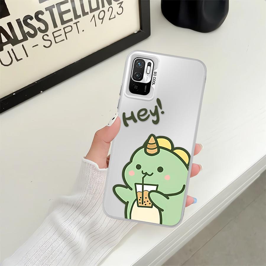 

Phone Cover Case for Xiaomi Poco X3 Pro C61 C51 X3 NFC C50 Adorable Milk Tea Drinking Dinosaur Poco X3