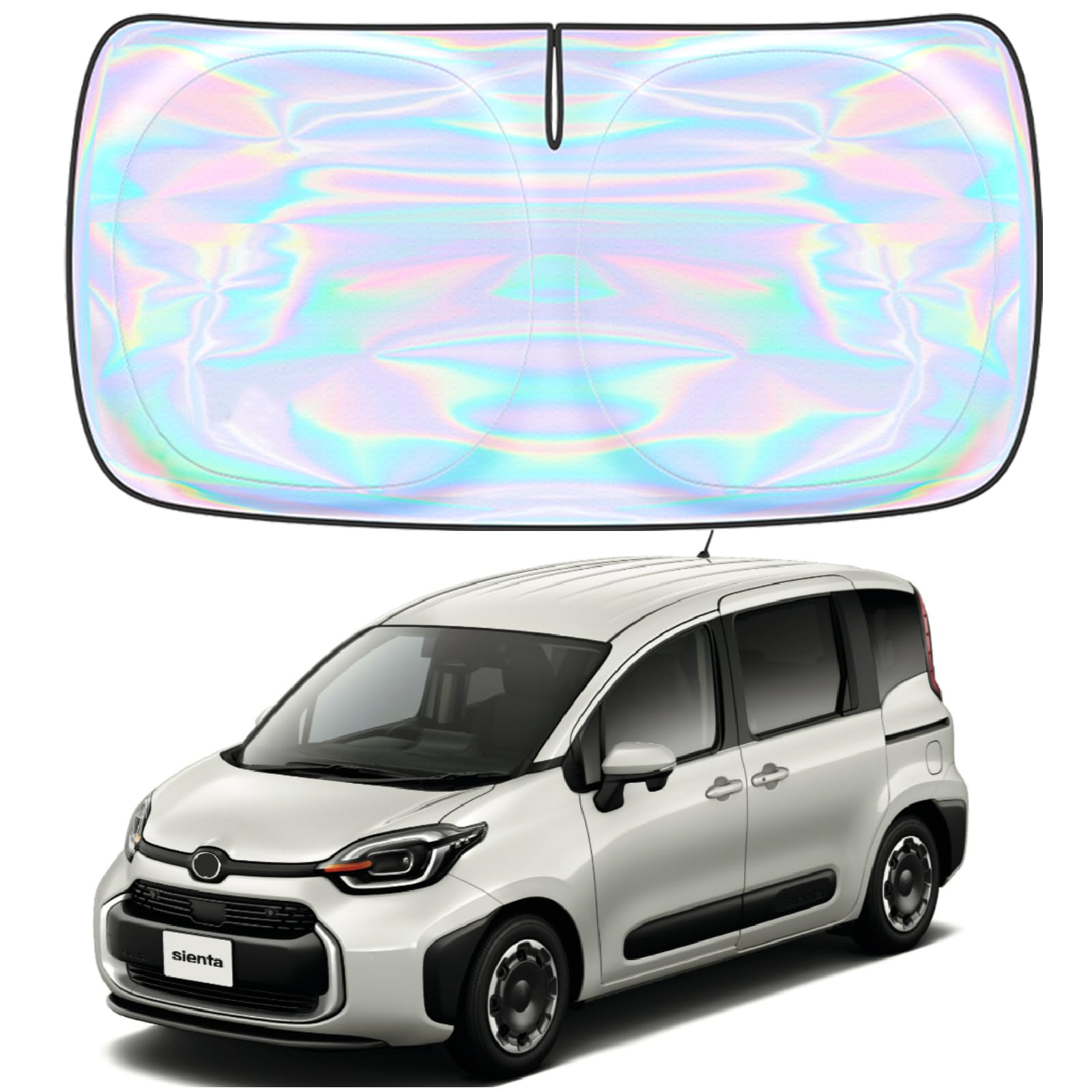 

для Toyota Sienta серии 170 Передний солнцезащитный козырек на лобовое стекло Защита от солнечных ожогов Затемнение УФ УФ Теплоизоляция Сумка для хранения в комплекте [Новинка 2025, Специфичный для автомобиля] H27.7 - R4.8