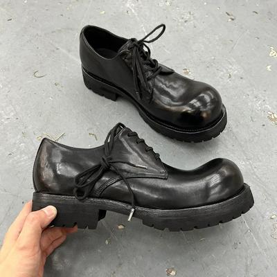 Top Niche, Ghost Emperor Goodyear Soft Horse Leather Derby Shoes Washed And Old Retro Small Leather Shoes Genuine Leather Loafers